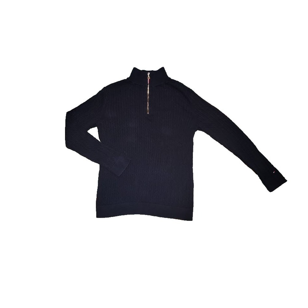 Men's Tommy Hillfiger 1/4 Zip Sweater - Navy Blue Size Large